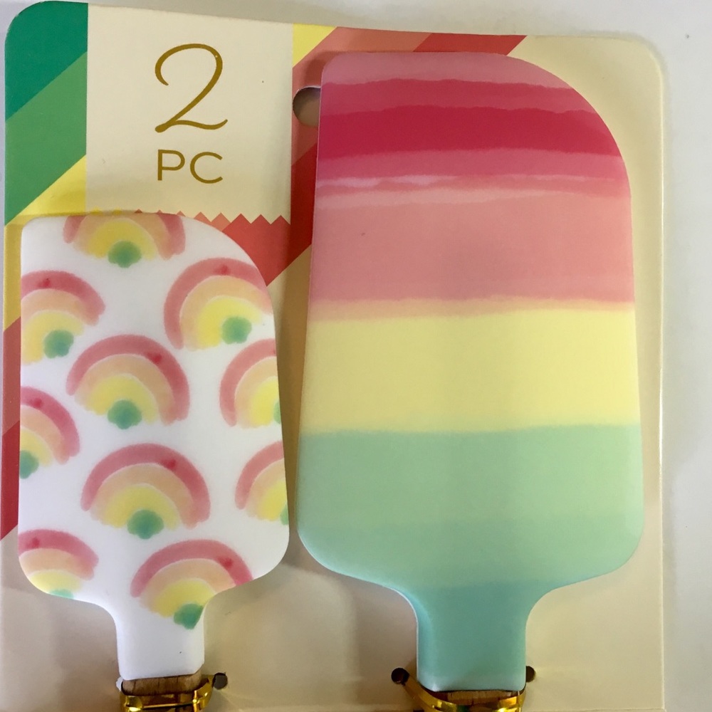 2 Rainbow Silicone Spatulas Ombré Happy Kitchen - Picture 4 of 6